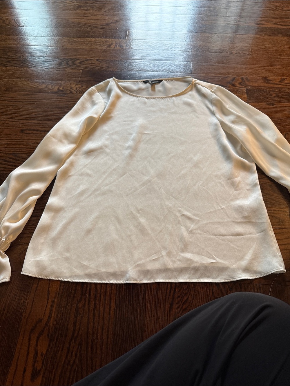 Banana Republic Cream Long-Sleeve Satin Blouse
